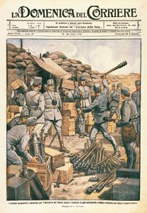 Austrian Barbarians Making Preparations for the Offensive on the Lower Isonzo, illustration from La Domenica del Corriere, 23 July بواسطة أخيل بيلترام
