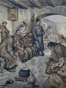 بلترام ، أخيل (1871-1945). سجناء روس يضربون عن الطعام من أجل حرية زميلهم السلي. رسم إيضاحي من قبل أ.بلترام ، لا دومينيكا من كورييري ، 19 يونيو بواسطة أخيل بيلترام