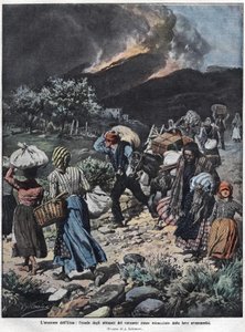 اندلاع إتنا في عام 1910. رسم توضيحي لأخيل بيلترام. بواسطة أخيل بيلترام