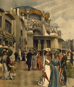 Grand opening of First International Exhibition of Modern Decorative Arts in Turin, by Achille Beltrame (1871-1945), from La Domenica del Corriere, May 1902 بواسطة أخيل بيلترام