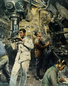 داخل الغواصة ، بواسطة Achille Beltrame (1871-1945) ، رسم توضيحي من La Domenica del Corriere ، 28 ديسمبر بواسطة أخيل بيلترام