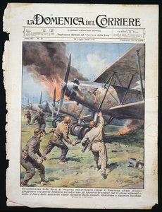 Japanese commando attack on Chinese airport of Nanchang, plate by Achille Beltrame (1871-1945) from La Domenica del Corriere newspaper, July 31 بواسطة أخيل بيلترام