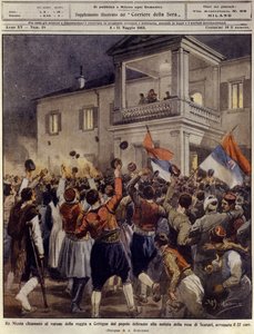 King Nicholas I of Montenegro before a crowd at Cettigne after the surrender of the city of Shkoder, May 4 بواسطة أخيل بيلترام