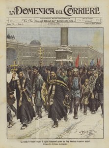 الثورة في روسيا ، جحافل العمال المضربين بقيادة الباباوات تغزو الأحياء المركزية بواسطة أخيل بيلترام
