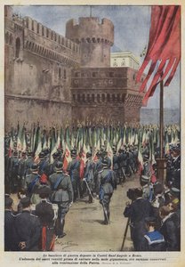 وضعت أعلام الحرب في Castel SantAngelo في روما