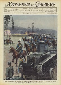 بمناسبة عيد ميلاد Vittorio Emanuele الثالث ، استعرضت Duce القوات المسلحة لروما في مجلة