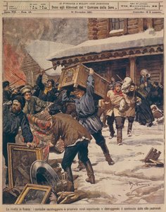 The Russian Revolution: Peasants plundering properties of rural rich, by Achille Beltrame (1871-1945), from La Domenica del Corriere, December 1905 بواسطة أخيل بيلترام