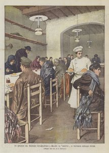 حلقة من محاكمة Notarbartolo في ميلانو ، أكلة الشهود الصقليين الفقراء بواسطة Achille Beltrame