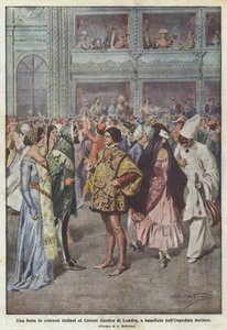 حفلة في الأزياء الإيطالية في كوفنت غاردن في لندن ، لصالح المستشفى الإيطالي بواسطة Achille Beltrame