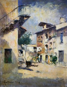 الجزء الداخلي من الفناء الريفي، من تصميم أشيل كاتانيو (1872-1931). إيطاليا، القرن العشرين. بواسطة أخيل كاتانيو