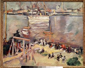 دخول كورفيت في ميناء أنتويرب لوحة لأثون فريزز (1879-1949) 1906 مجموعة خاصة