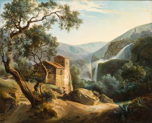 المناظر الطبيعية مع شلال ، c.1830
