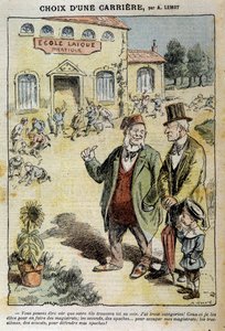 اختيار مهنة: كارتون في مدرسة Laique - لأخيل ليموت (1846-1909) ، في "" Le Pelerin "" في 04/04/1909 بواسطة أشيل ليموت