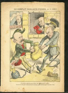 Illustration of Achille Lemot (1846-1909) in Le Pelerin, 07/03/09 - The Caillaux-Picard Conflict - Taxation, Income Tax - Combes Emile (1835-1921), Clemenceau George, Caillaux Joseph (1863-1944) بواسطة أشيل ليموت