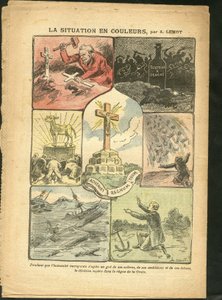 رسم توضيحي لأخيل ليموت (1846-1909) في Le Pelerin ، 28/02/09 - الوضع في اللون - الإيمان الديني ، البحر البحري البحري ، الإلحاد ، كوارث الحوادث ، الكوارث الطبيعية ، الصليب المسيحي ، الكاثوليكية الكاثوليكية - العجل الذهبي