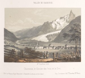 منظر لـ Aiguille de Bionnassay مع النهر الجليدي Aiguille et Glacier de Bionnassay (العنوان على الكائن) ذكرى شاموني مونت بلانك (عنوان المسلسل) متحف دو مونت بلانك (عنوان السلسلة على الكائن)