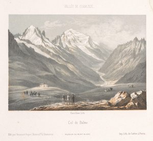 منظر لقرية Les Planards على الطريق المؤدي إلى Montenvers Les Planaz ، chemin du Montanvert (العنوان على الكائن) ذكرى شاموني مونت بلانك (عنوان المسلسل) متحف دو مونت بلانك (عنوان السلسلة)