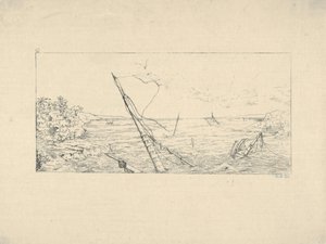 الحجر الحجري قبالة تشارلستون ، ساوث كارولينا من النقش الحربي الكونفدرالي ، 1861-63.