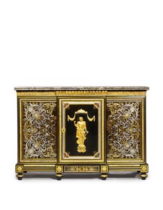 خزانة جانبية Louis XVI ، بتكليف من Marchand-Mercier Claude-Francois Julliot ، تتضمن ألواح خشبية مطعمة من Louis XIV ، حوالي 1775-1800 (مركبة أورمولو ، نحاسية وبيوتر مطعمة بخشب الأبنوس وسلحفاة) بواسطة آدم (Attr. To) Weisweiler