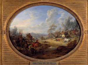 صدمة الفرسان معركة تحت حكم لويس الرابع عشر. لوحة لآدم فان دير ميولين (1632-1690) صن. 0،2 × 0،27 م بواسطة Adam Frans van der Meulen