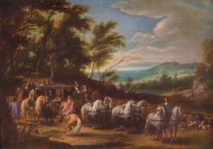 فيليب فرانسوا دارينبرغ لقاء القوات ، 1662 ، c1915 بواسطة Adam Frans van der Meulen