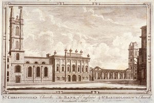 بنك إنجلترا ، St Christopher-le-Stocks و St Bartholomew-by-the-Exchange ، لندن ، c1775 بواسطة آدم سميث
