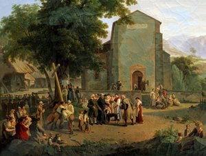 إعادة العبادة بعد الثورة. لوحة سويسرية لآدم توبر (1766-1847) بواسطة آدم توبفر