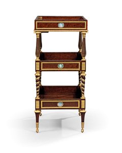 أواخر لويس السادس عشر Ormolu وخشب الطقسوس المُثبت على شكل نقش وطاولة خشب الماهوجني travailleuse بواسطة آدم ويسويلر