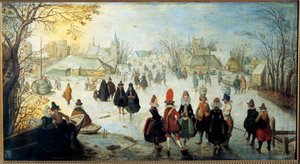 لوحة ليه المتزلجين بواسطة آدم فان برين (1599-1665) القرن السابع عشر الشمس. 0،35x0،65 م بواسطة آدم فان برين