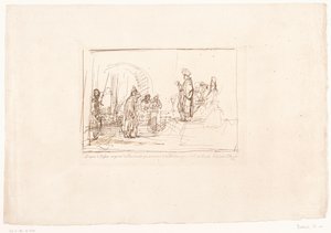 قدم المدعى عليه أمام قضاته ست مطبوعات بعد رسومات رامبرانت ، محفوظة في Hofbibliothek في فيينا (عنوان السلسلة) Six estampes gravées d'après les desseins Originaux de Rembrand qui se trouble dans la collection de la Bibliothèque Im بواسطة آدم فون بارتش