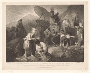 De doop van de kamerling باب Philippus القديس فيليب يعمد خصي ملكة كانديس (العنوان على وجوه) بواسطة آدم فون بارتش