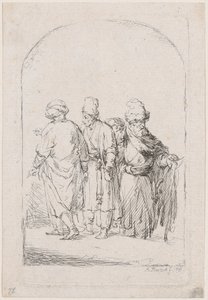 مجموعة من أربعة رجال واقفين بالزي الشرقي ، 1795.