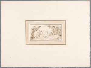 منظر طبيعي للنهر مع جدار قلعة المطبوعات بعد رسومات جويرسينو المحفوظة في Hofbibliothek في فيينا (عنوان السلسلة) Recueil d