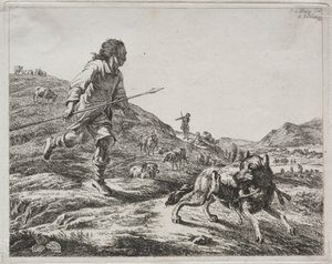 الراعي يطارد الذئب ، 1803. بواسطة آدم فون بارتش