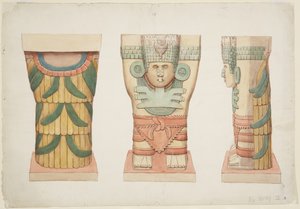 Caryatid from the outer chamber, Temple A, ball court, Chichen Itza (watercolor) بواسطة أديلا بريتون