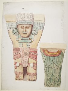 Caryatid from the outer chamber, Temple A, ball court Chichen Itza, Mexico (watercolor) بواسطة أديلا بريتون