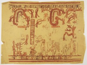 Design from a pot Belize (formerlyBritish Honduras) Design includes human figures and feathered serpents (watercolor) بواسطة أديلا بريتون