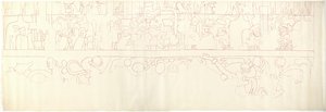 South Wall, Upper Temple of the Jaguars, Chichen Itza, Mexico South quarter (red ink & graphite) بواسطة أديلا بريتون