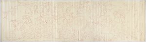 Tracing of a mural from the west wall, Upper temple of the Jaguars, Chichen Itza, Mexico (red ink) بواسطة أديلا بريتون