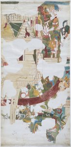 Watercolour on linen type paper Tracing of mural from a vault in a large chamber at Casa de Monjas, Chichen Itza, Mexico (watercolor & bodycolour) بواسطة أديلا بريتون