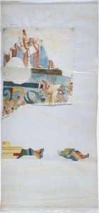 ألوان مائية على ورق من الكتان ، رسم جداري من قبو في غرفة كبيرة ، كاسا دي مونجاس ، تشيتشن إيتزا ، المكسيك (ألوان مائية ولون للجسم) بواسطة أديلا بريتون