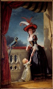 صورة على الأقدام لويز إليزابيث من فرنسا (ابنة لويس الخامس عشر) دوقة بارما (1727-1759) وابنها دون فرديناند (1751-1802) لوحة لأديلايد لابيل جويارد (1749-1803) 1788 صن. 2،72x1،6 م