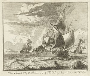 أشرعة أنبوبة الرنجة إلى الوطن ، ج .1725 Den Buysch Seyld Binnen / The Herring Busse Sail
