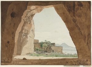 فيزوف وخليج نابولي من كهف ، 1820. بواسطة ادولف فون هايديك