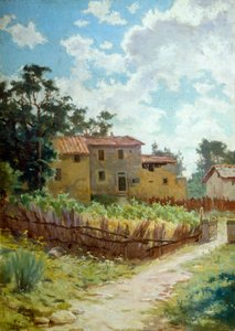 منظر طبيعي توسكان لأدولفو بيليمباو (1845-1938) ، زيت على قماش ، 44 × 31 سم