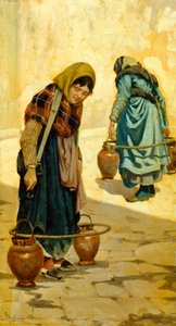 ناقلات المياه بواسطة Adolfo Belimbau (1845-1938) ، زيت على لوح ، 33x18 سم ، حوالي 1881