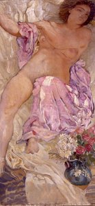 عارية مع الزهور ، 1910.