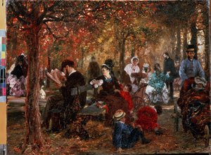 "Dans le jardin du Luxembourg a Paris" (In the Jardin de Luxembourg) Peinture d