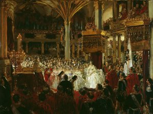 تتويج ويليام الأول كملك بروسيا في قلعة كونيجسبيرج في عام 1861 ، 1861. بواسطة أدولف مينزل