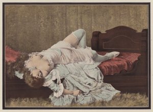 امرأة ترقد على سرير (لون litho) بواسطة أدولف فريدريك ليجون